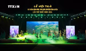 Chương trình nghệ thuật với chủ đề: "Tân Uyên – Hương sắc miền trà". Ảnh: Quý Trung – TTXVN