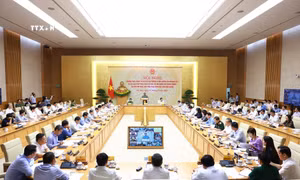 Hội nghị Thường trực Chính phủ với các địa phương về khắc phục hậu quả cơn bão số 3. Ảnh: Dương Giang - TTXVN