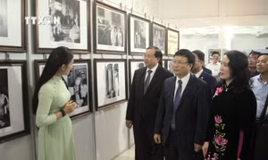 Các đại biểu tham quan không gian trưng bày chuyên đề “Đặc trưng Di sản văn hóa các dân tộc Việt Nam" . Ảnh: Văn Tý - TTXVN