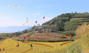 Điểm cúng lễ mừng cơm mới tại xã Miền Đồi. Ảnh: Thanh Hải - TTXVN