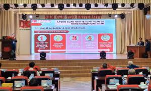 Đại biểu trình bày tham luận tại hội thảo. Ảnh:baocantho.com.vn