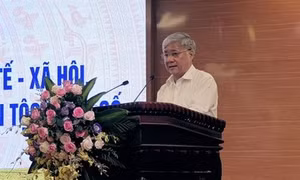 Đồng chí Đỗ Văn Chiến, Bộ trưởng, Chủ nhiệm Ủy ban Dân tộc phát biểu tại Hội thảo. Ảnh: Hoàng Hải 