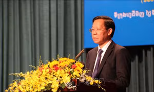 Ông Phan Văn Mãi, Chủ tịch Uỷ ban nhân dân Thành phố Hồ Chí Minh phát biểu tại Lễ kỷ niệm. Ảnh: Thanh Vũ - TTXVN