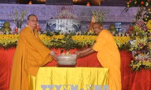 Rước cây Bồ Đề thiêng về trồng tại chùa Tam Chúc (Hà Nam)