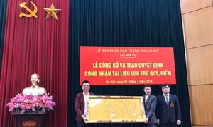 Đạo sắc phong tại đền Trấn Vũ được công nhận tài liệu lưu trữ quý hiếm