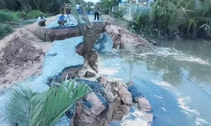 Xây dựng kè chống sạt lở bờ sông Cần Giuộc (Long An)