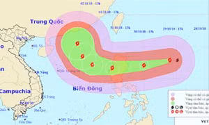 Vùng biển Đông Bắc Biển Đông mưa bão, gió mạnh do ảnh hưởng của bão Yutu