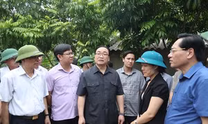 Bí thư Thành ủy Hà Nội thăm hỏi, động viên người dân vùng ngập lụt ở Chương Mỹ