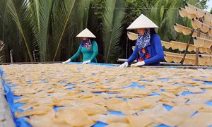 Làng nghề bánh phồng tôm ở Cà Mau nhộn nhịp vào vụ 