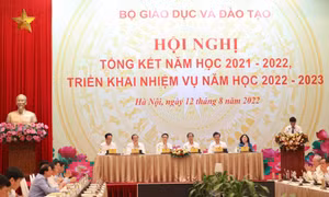 Phó Thủ tướng Chính phủ Vũ Đức Đam tới dự và chủ trì hội nghị tại điểm cầu Hà Nội. Ảnh: Thanh Tùng - TTXVN 