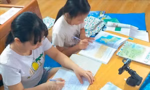 Hầu hết sách giáo khoa từ các nhà trường đã được chuyển tới học sinh trước ngày khai giảng nên học sinh yên tâm đủ sách để học trực tuyến tại nhà. Ảnh: TTXVN phát 