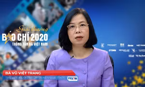 Tổng Giám đốc, Chủ tịch Liên chi hội Nhà báo TTXVN Vũ Việt Trang phát biểu. Ảnh chụp màn hình