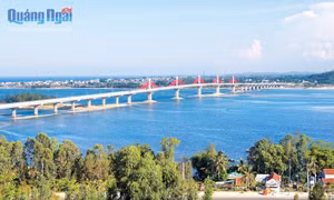 Cây cầu Cổ Lũy gồm 37 nhịp là cây cầu dây văng đầu tiên của tỉnh Quảng Ngãi. Ảnh : baoquangngai.vn