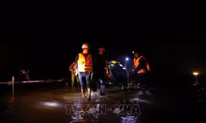 Lực lượng chức năng Hà Tĩnh phối hợp với chính quyền địa phương tiến hành di chuyển người dân vùng bị cô lập ra khu vực an toàn, đồng thời vận chuyển thực phẩm cho người dân ở khu bị cô lập thuộc 6 thôn của xã Cẩm Vĩnh,