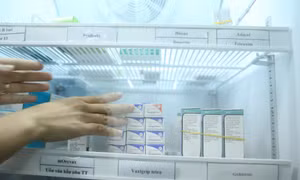 Vaccine phòng cúm được bảo quản ở nhiệt độ phù hợp trước khi tiêm chủng. Ảnh: Minh Quyết - TTXVN 