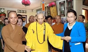 Đại lão Hòa thượng Pháp chủ Giáo hội Phật giáo Việt Nam Thích Phổ Tuệ. Ảnh: TTXVN phát
