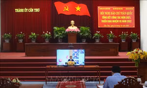 Quang cảnh hội nghị tại điểm cầu thành phố Cần Thơ. Ảnh: Thanh Liêm – TTXVN 