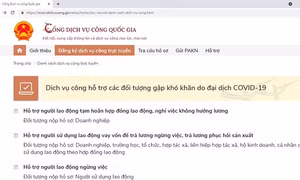 Dịch vụ công trực tuyến hỗ trợ người dân, DN chịu ảnh hưởng, gặp nhiều khó khăn do COVID-19 tại địa chỉ: ncovi.dichvucong.gov.vn. Nguồn:baochinhphu.vn 