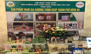 Sản phẩm OCOP Quảng Trị được trưng bày. Ảnh : ipa.quangtri.gov.vn