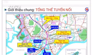 Toàn bộ ảnh sơ đồ tuyến đường nối cao tốc Biên Hòa - Vũng Tàu đoạn từ quốc lộ 56 đến nút giao vòng xoay quốc lộ 51B,C. Ảnh: TTXVN phát