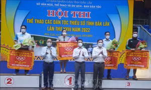 Trao giải toàn đoàn cho các đơn vị đạt giải. Ảnh: Hoài Thu – TTXVN