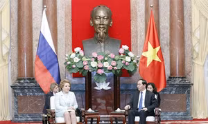 Chủ tịch nước Trần Đại Quang tiếp Chủ tịch Hội đồng Liên bang Nga Valentina Ivanovna Matvienko