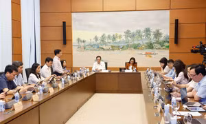 Đoàn đại biểu Quốc thảo luận ở tổ về cải cách tiền lương. Ảnh: Doãn Tấn - TTXVN 