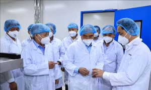 Chủ tịch nước Nguyễn Xuân Phúc thăm và làm việc tại Công ty cổ phần công nghệ sinh học dược Nanogen. Ảnh: Thống Nhất – TTXVN