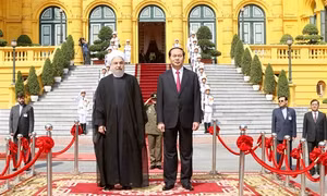 Chủ tịch nước Trần Đại Quang đón, hội đàm với Tổng thống Iran Hassan Rouhani