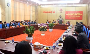 Đại tướng Trần Đại Quang, Ủy viên Bộ chính trị, Bộ trưởng Bộ Công an làm việc với lãnh đạo chủ chốt tỉnh Nghệ An.