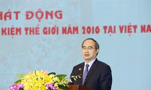 Chủ tịch Ủy ban Trung ương Mặt trận Tổ quốc Việt Nam Nguyễn Thiện Nhân phát động Tuần lễ hưởng ứng Ngày Tiết kiệm thế giới năm 2016