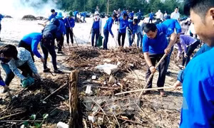 Tuổi trẻ Quảng Bình ra quân làm vệ sinh bờ biển