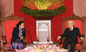 Tổng Bí thư Nguyễn Phú Trọng tiếp Đặc phái viên của Tổng Bí thư Đảng Nhân dân Cách mạng Lào
