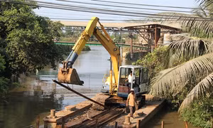 Long An khẩn trương đắp đập ngăn mặn