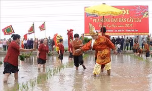 Tái hiện sống động cảnh Vua Hùng dạy dân cấy lúa