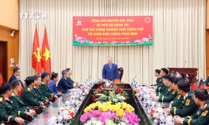 Phó Thủ tướng Thường trực Nguyễn Hòa Bình thăm, chúc mừng cán bộ, chiến sỹ Binh chủng Pháo binh