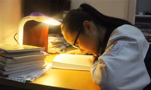 Bị khuyết tật bẩm sinh nhưng Mai Phương luôn nỗ lực vươn lên trong học tập. Ảnh: Hoàng Ngà - TTXVN