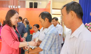 Phó Chủ tịch nước Võ Thị Ánh Xuân tặng quà Tết cho gia đình chính sách, hộ nghèo tỉnh An Giang