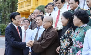 Chủ tịch nước Trương Tấn Sang gặp mặt 120 điển hình dân vận khéo Thành phố Hồ Chí Minh
