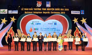 Trao giải thưởng Tình nguyện Quốc gia 2015 cho 12 tập thể và 9 cá nhân tiêu biểu