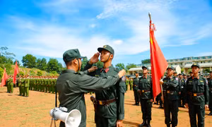1.000 cán bộ, chiến sĩ Cảnh sát cơ động luyện tập diễu binh, diễu hành tại Lào Cai