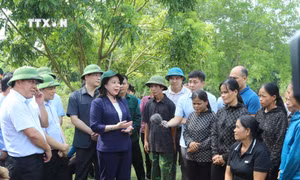 Phó Chủ tịch nước Võ Thị Ánh Xuân kiểm tra công tác khắc phục hậu quả bão số 3 ở Lạng Sơn