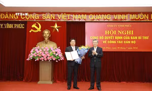 Vĩnh Phúc công bố Quyết định của Ban Bí thư về công tác cán bộ
