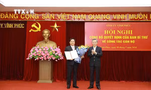 Vĩnh Phúc công bố Quyết định của Ban Bí thư về công tác cán bộ