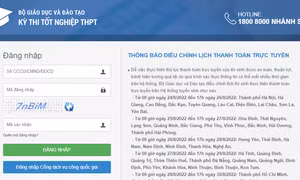 Thí sinh vào địa chỉ thisinh.thitotnghiepthpt.edu.vn/Account/Login trên Internet để đăng nhập và làm thủ tục thanh toán trực tuyến. Ảnh: DTMN