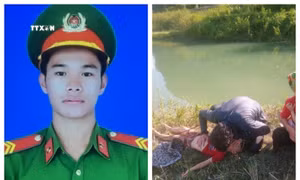 Hạ sĩ Lò Văn Thanh kịp thời cứu hai trẻ bị đuối nước