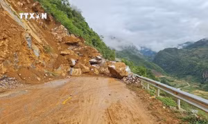 Mưa lớn gây sạt lở đất ở Cao Bằng