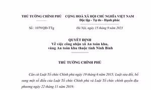 Công nhận xã An toàn khu, vùng An toàn khu thuộc tỉnh Ninh Bình