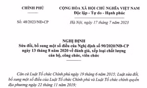 Sửa đổi quy định về đánh giá chất lượng cán bộ, công chức, viên chức