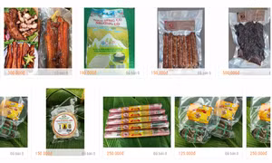 Hình ảnh một số sản phẩm OCOP của tỉnh Yên Bái được quảng bá trên sản giao dịch thương mại điện tử postmart.vn. Ảnh: DTMN